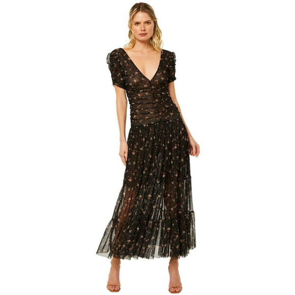 Revolve Misa Los Angeles Rebecca floral Dress in Autumn Ditsy Mesh Large L - Picture 1 of 11
